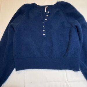 Free People Navy Button-Up Sweater